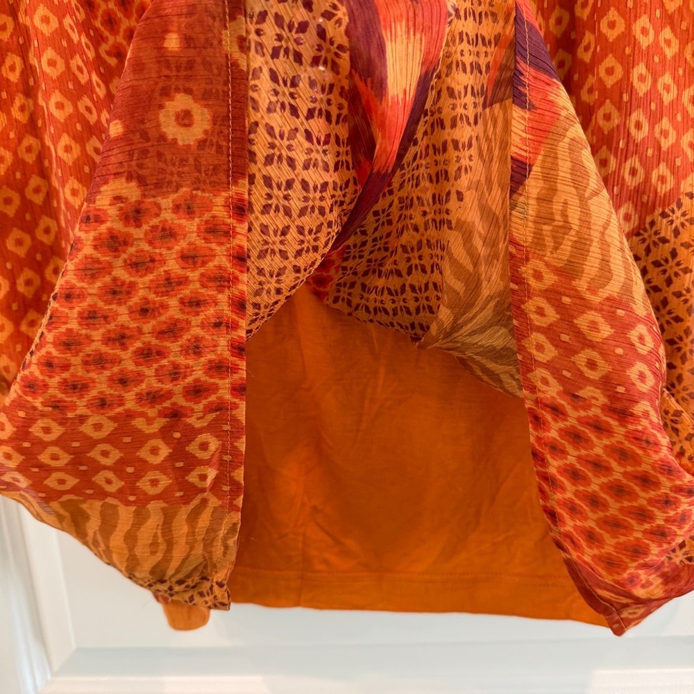 Peck&Peck Rust Orange Tunic Tank Top Sleeveless Tassel Bead Braided Neck sz L - Picture 7 of 12